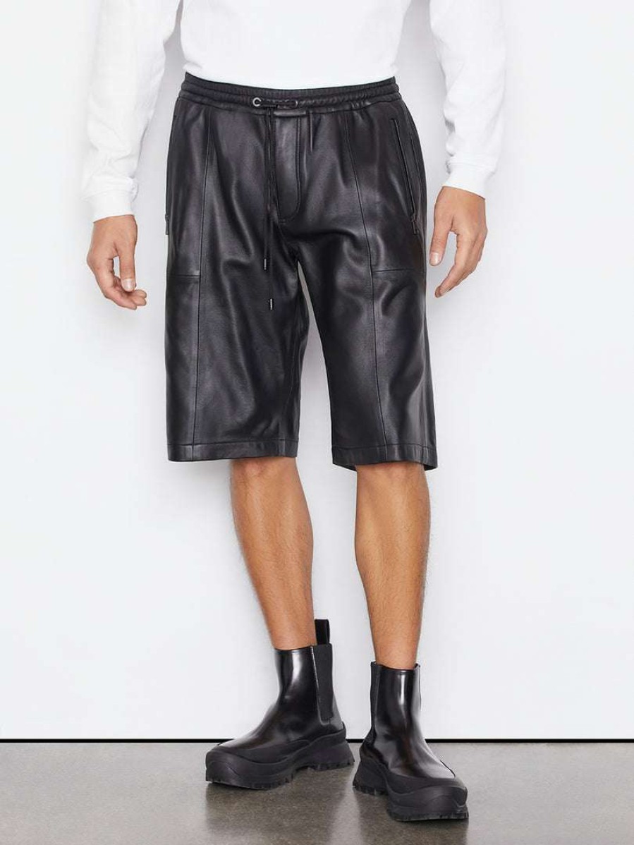 Men * | Best Deal Frame-Denim Men Bonded Leather Short — Noir