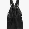 Women * | Best Deal Frame-Denim Leather Shortall — Noir