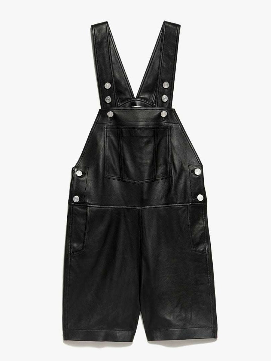 Women * | Best Deal Frame-Denim Leather Shortall — Noir