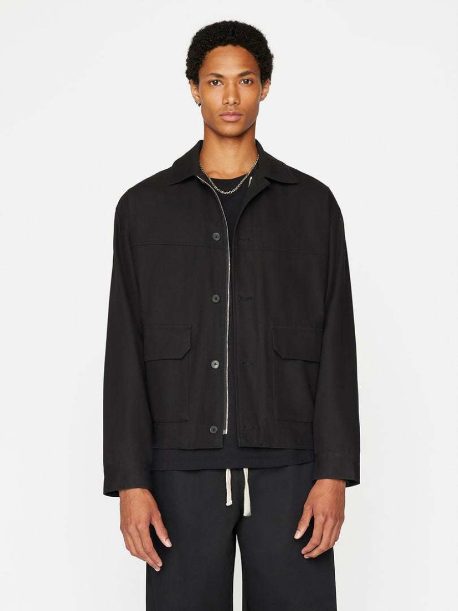 Men * | Hot Sale Frame-Denim Twill Club Jacket — Men Noir