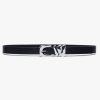 Women * | Flash Sale Frame-Denim Women Organic Shape Tri Keeper Belt — Noir Noir W/ Silver Hw