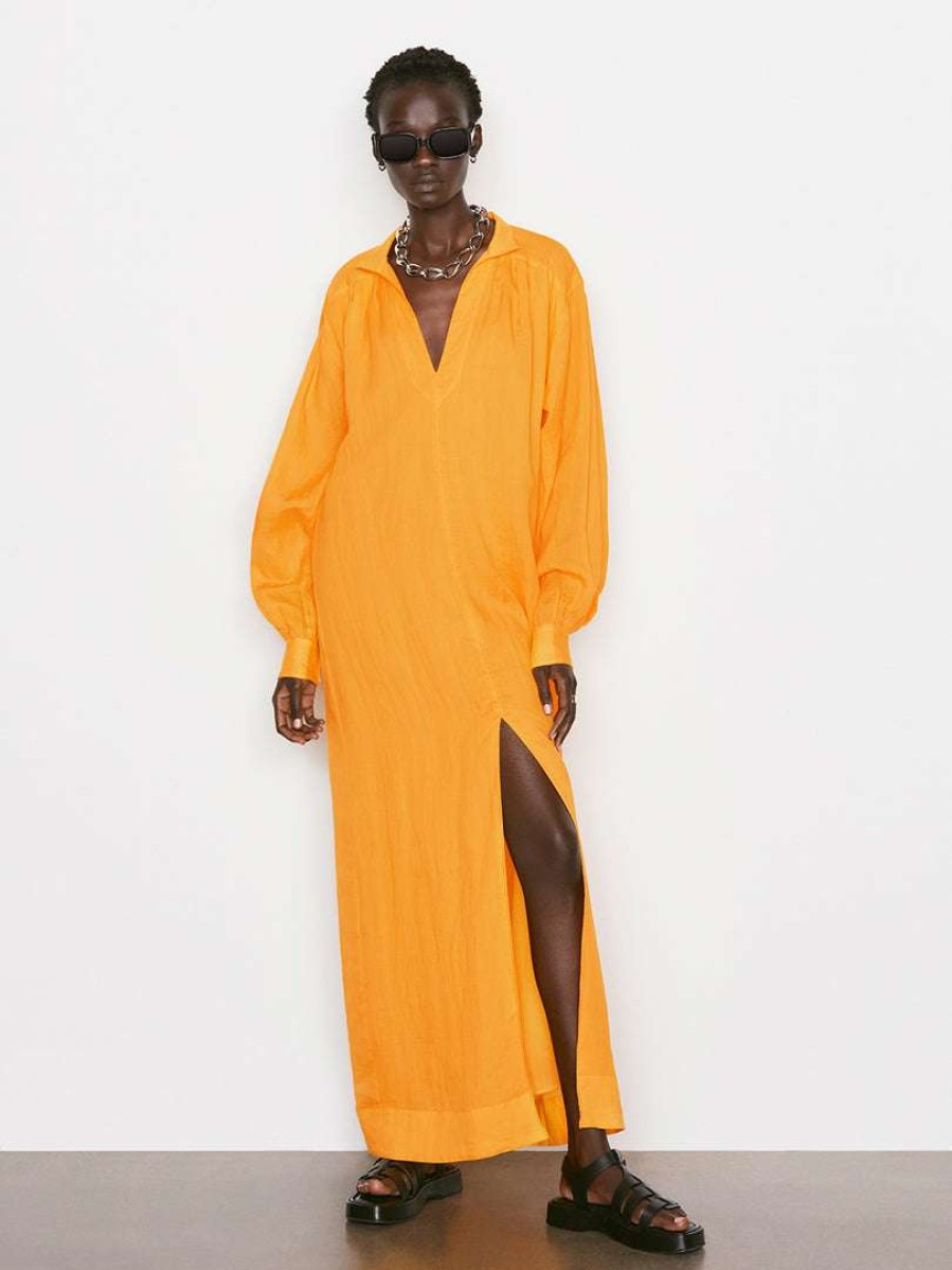 Women * | Best Sale Frame-Denim Kaftan Maxi Dress — Women Kumquat