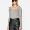 Women * | Top 10 Frame-Denim Long Sleeve Scoop Neck Sweater — Gris Heather