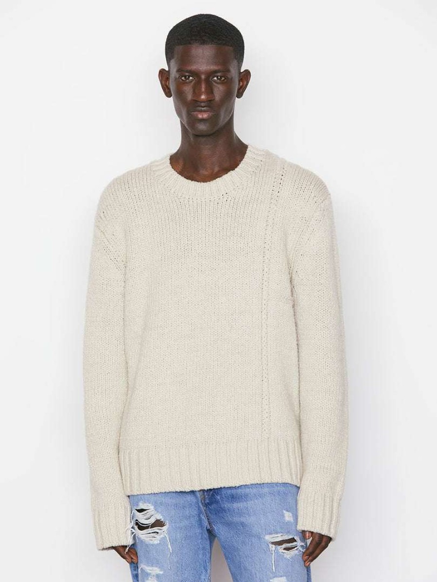 Men * | Buy Frame-Denim Men Crewneck Sweater — Milk Beige