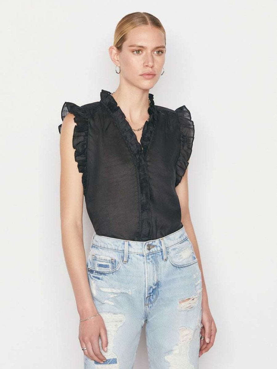 Women * | Wholesale Frame-Denim Women Lauren Top — Noir