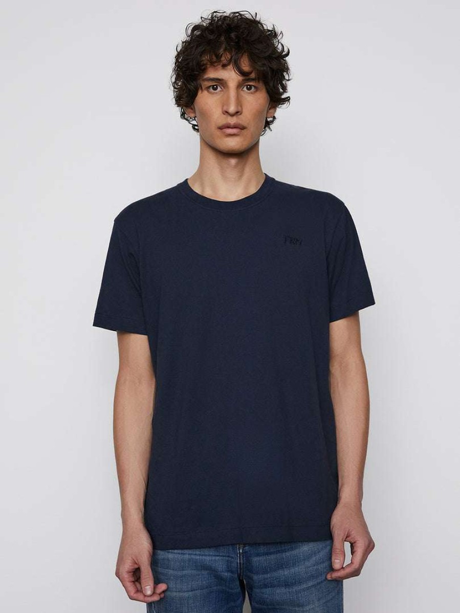 Men * | Outlet Frame-Denim Men Frame Logo Tee — Navy