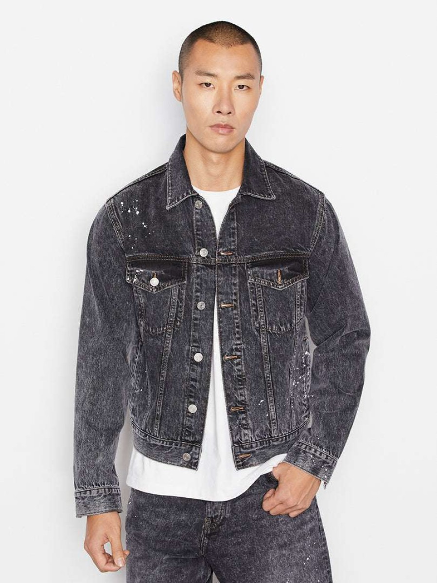 Men * | Cheap Frame-Denim Relaxed Fit Denim Jacket — Men Noir Paint