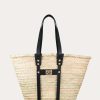 Women * | Coupon Frame-Denim Straw Tote — Women Noir