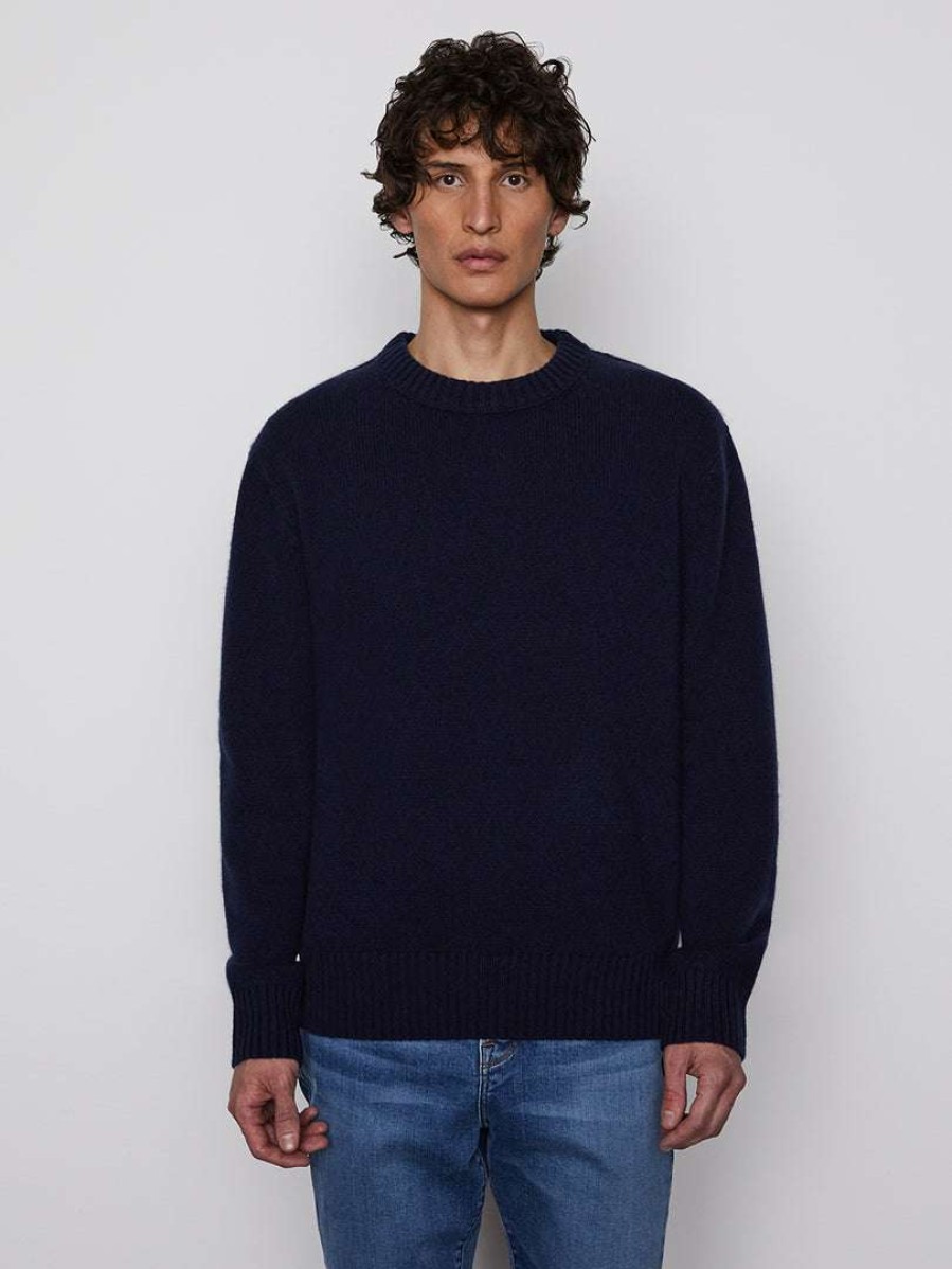 Men * | Budget Frame-Denim The Cashmere Crewneck Sweater — Navy