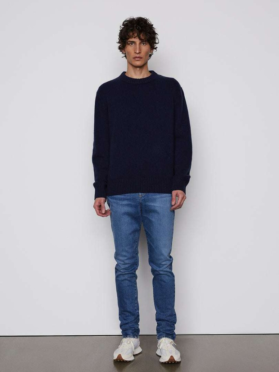 Men * | Budget Frame-Denim The Cashmere Crewneck Sweater — Navy