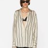 Women * | Cheap Frame-Denim Women The Oversized Shirt — Vanilla Multi