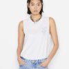 Women * | Top 10 Frame-Denim Women Abstract Muscle Tee — Blanc