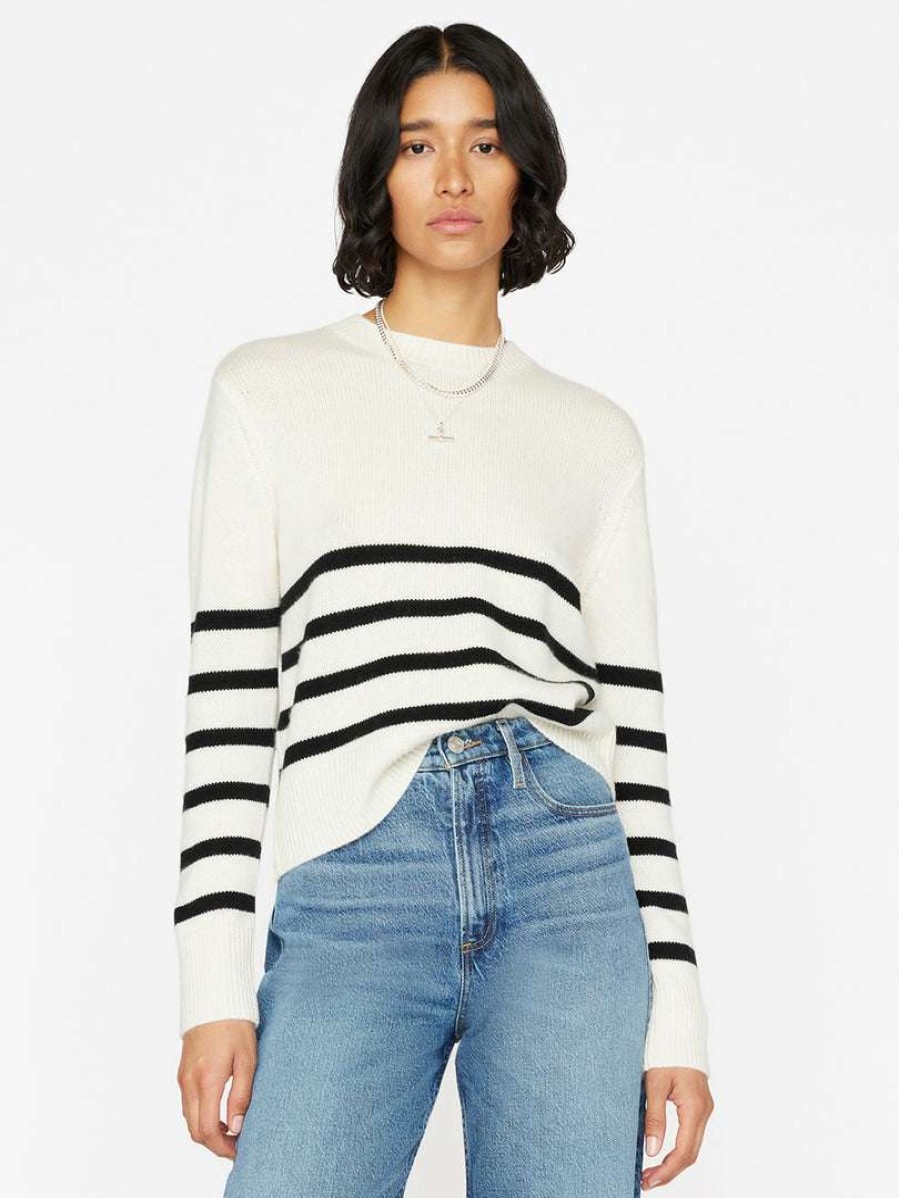 Women * | Outlet Frame-Denim Women Clean Crewneck Sweater — Off White Multi