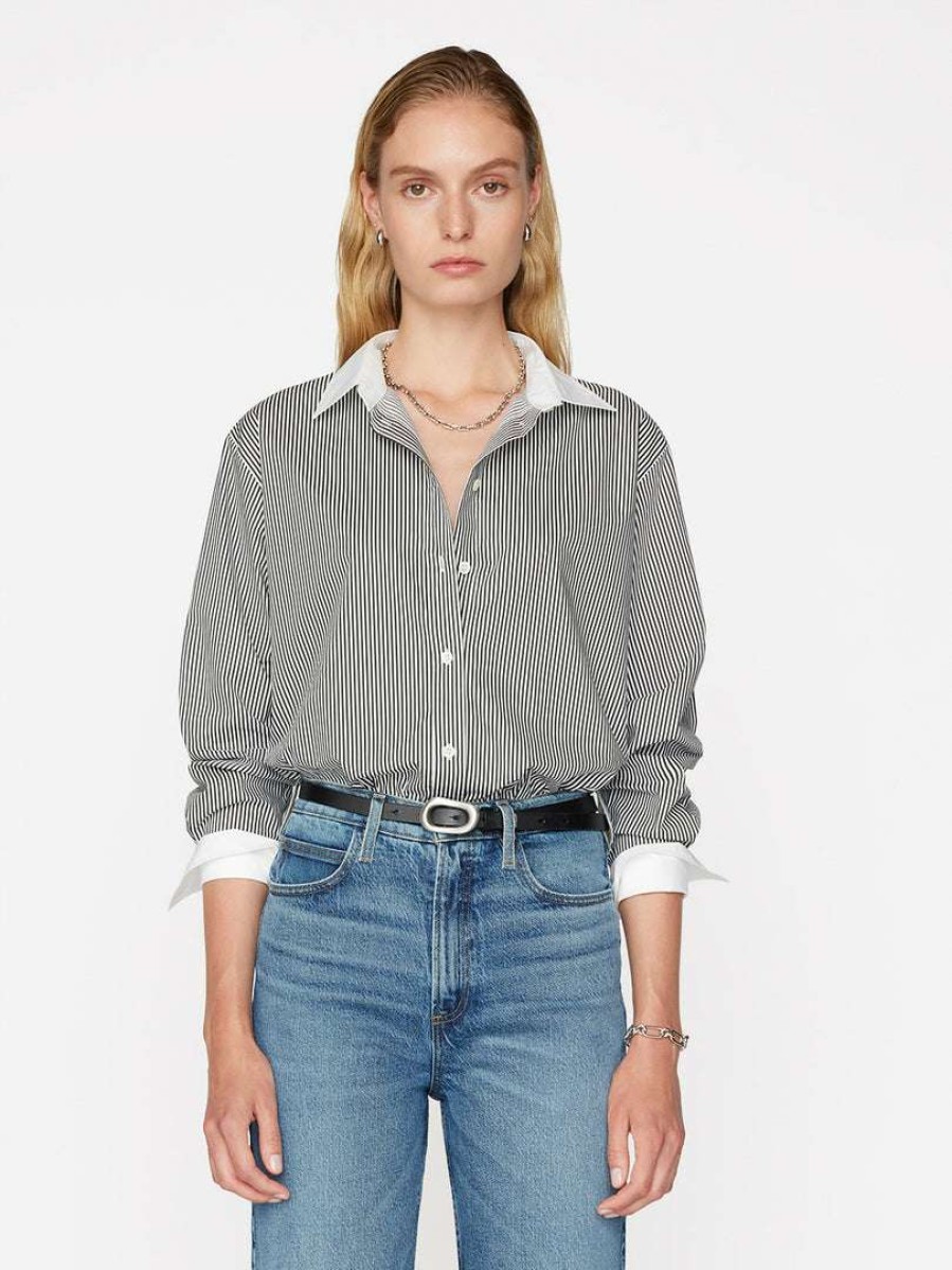 Women * | Best Sale Frame-Denim The Oversized Shirt — Women Noir Multi