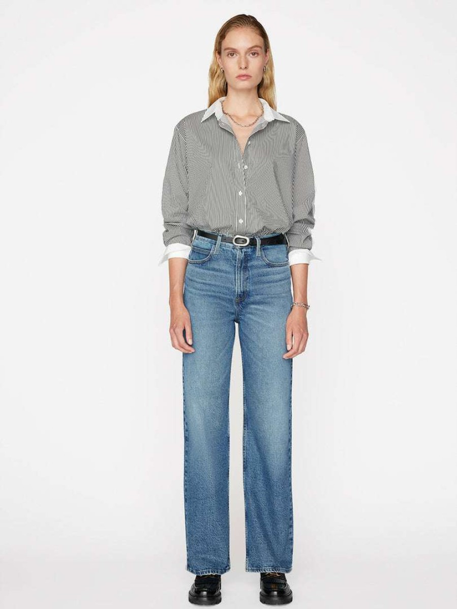 Women * | Best Sale Frame-Denim The Oversized Shirt — Women Noir Multi