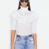 Women * | Best Deal Frame-Denim Women Ruffle Flounce Top — Blanc