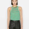 Women * | Top 10 Frame-Denim Striped Ringer Tank — Women Court Green Multi