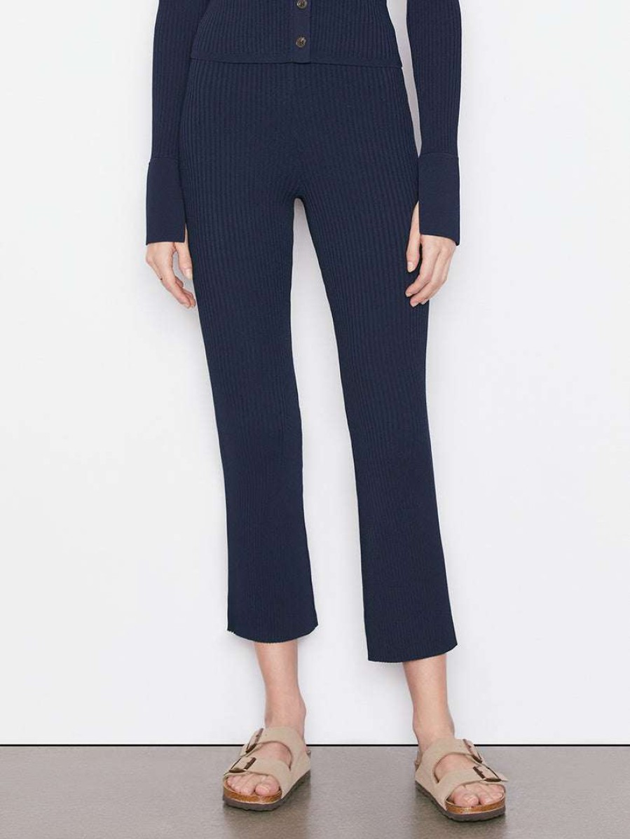 Women * | Best Reviews Of Frame-Denim Crop Kick Sweater Pant — Navy