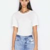 Women * | Budget Frame-Denim Rolled Sleeve Tee — Clothing Vintage Blanc