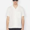 Men * | Brand New Frame-Denim Men Short Sleeve Camp Collar Shirt — Milk