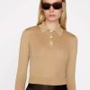 Women * | Coupon Frame-Denim Refined Polo Sweater — Women Taupe