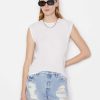 Women * | Cheapest Frame-Denim Women Le Mid Rise Muscle Tee — Blanc