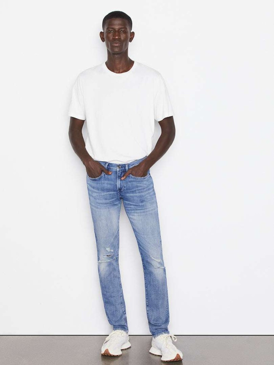 Men * | Flash Sale Frame-Denim Men L'Homme Slim Degradable — Blue Wave Rips