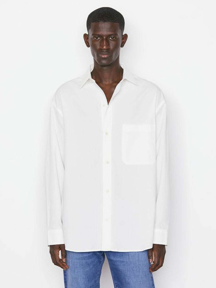 Men * | Best Deal Frame-Denim Men Long Sleeve Oversized Shirt — Blanc