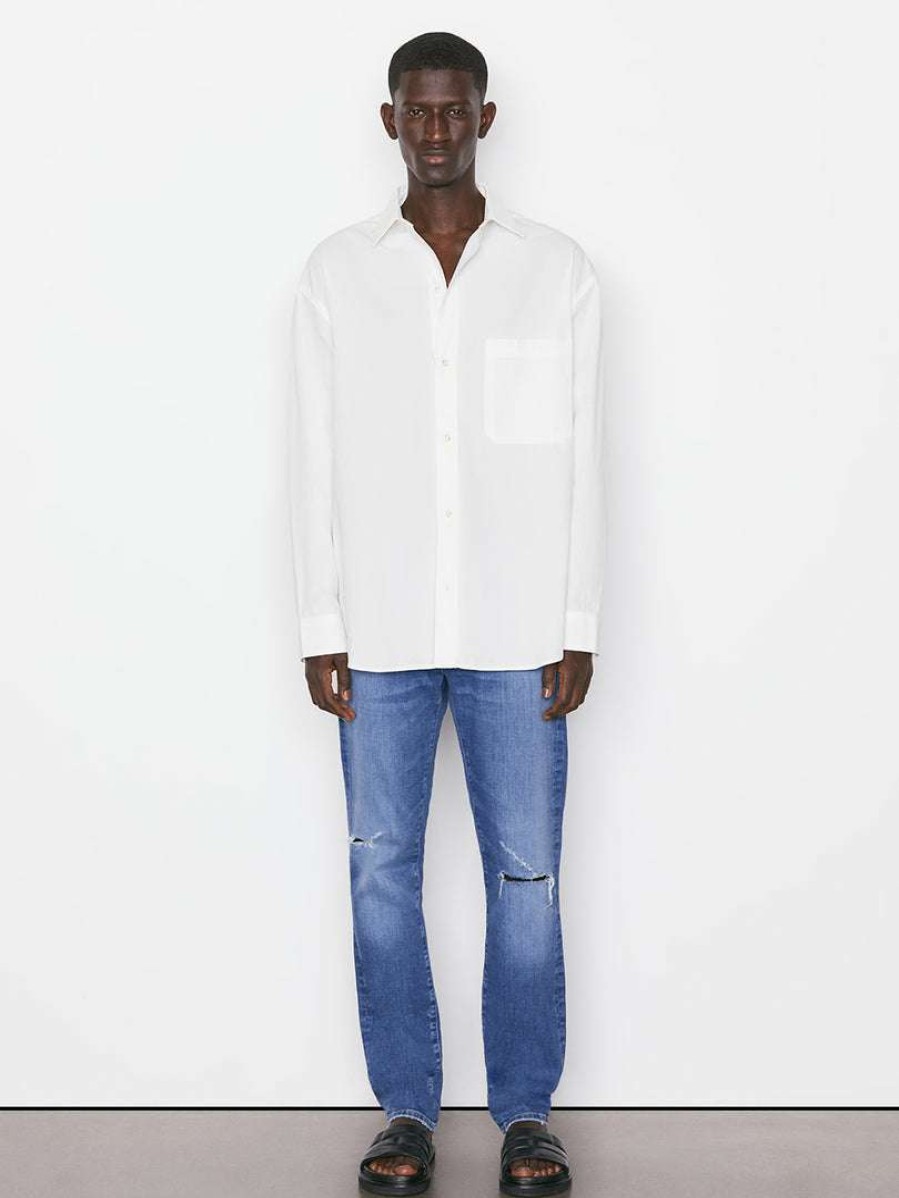 Men * | Best Deal Frame-Denim Men Long Sleeve Oversized Shirt — Blanc