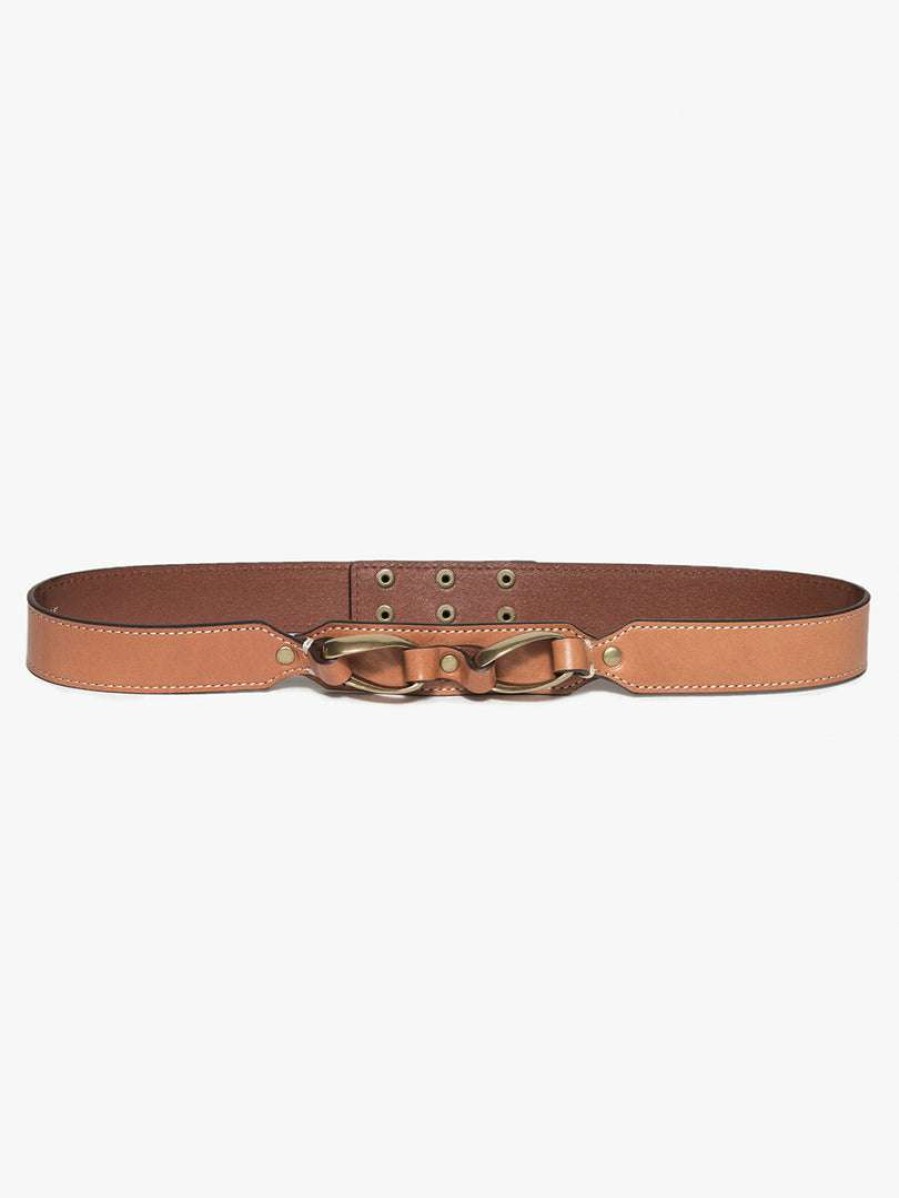 Women * | Top 10 Frame-Denim Women Double Twist Waist Belt — Cuoio