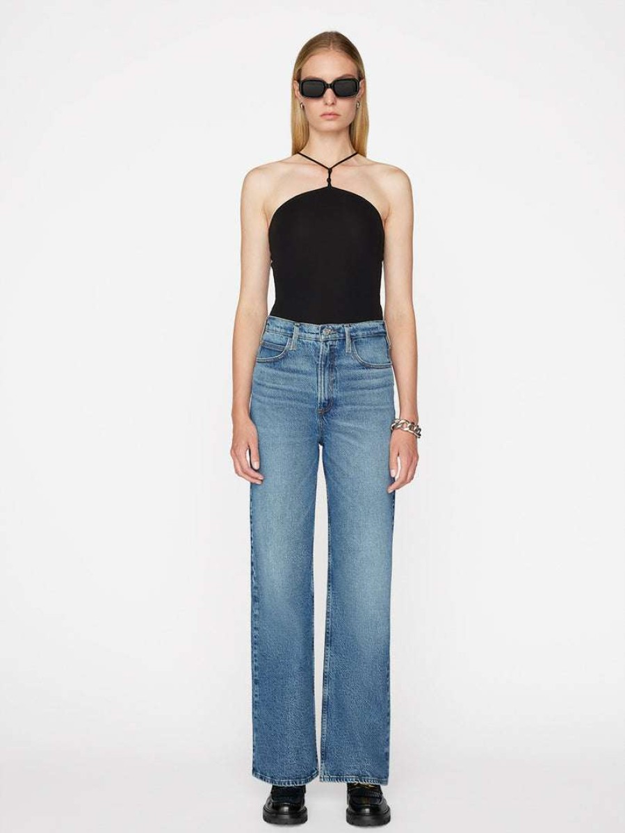 Women * | Best Sale Frame-Denim Women Delicate Knot Bodysuit — Noir