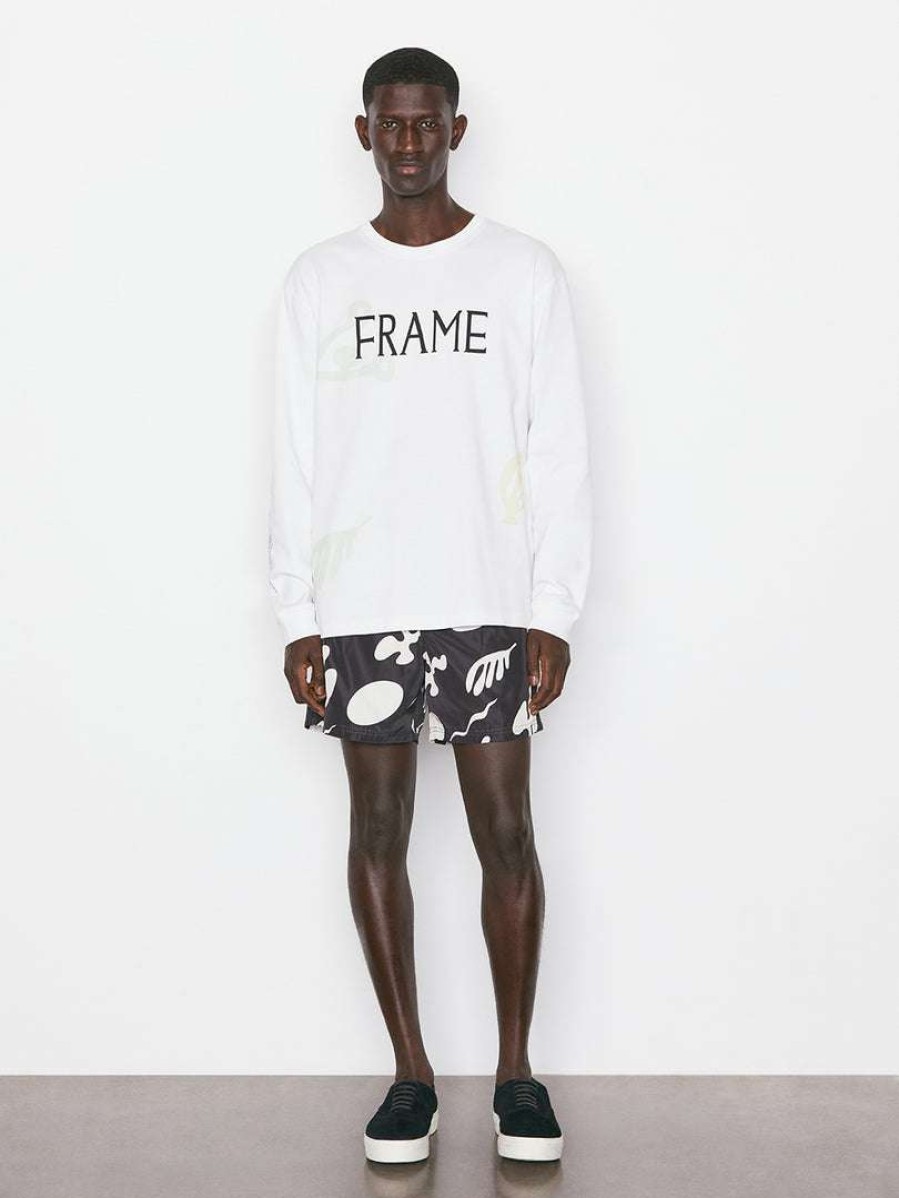 Men * | Promo Frame-Denim Men Abstract Print Long Sleeve Tee — Blanc