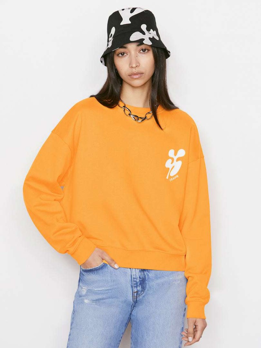 Women * | Flash Sale Frame-Denim Women Oversized Crew Sweatshirt — Kumquat