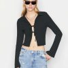 Women * | Promo Frame-Denim Bell Sleeve Rib Polo — Women Noir