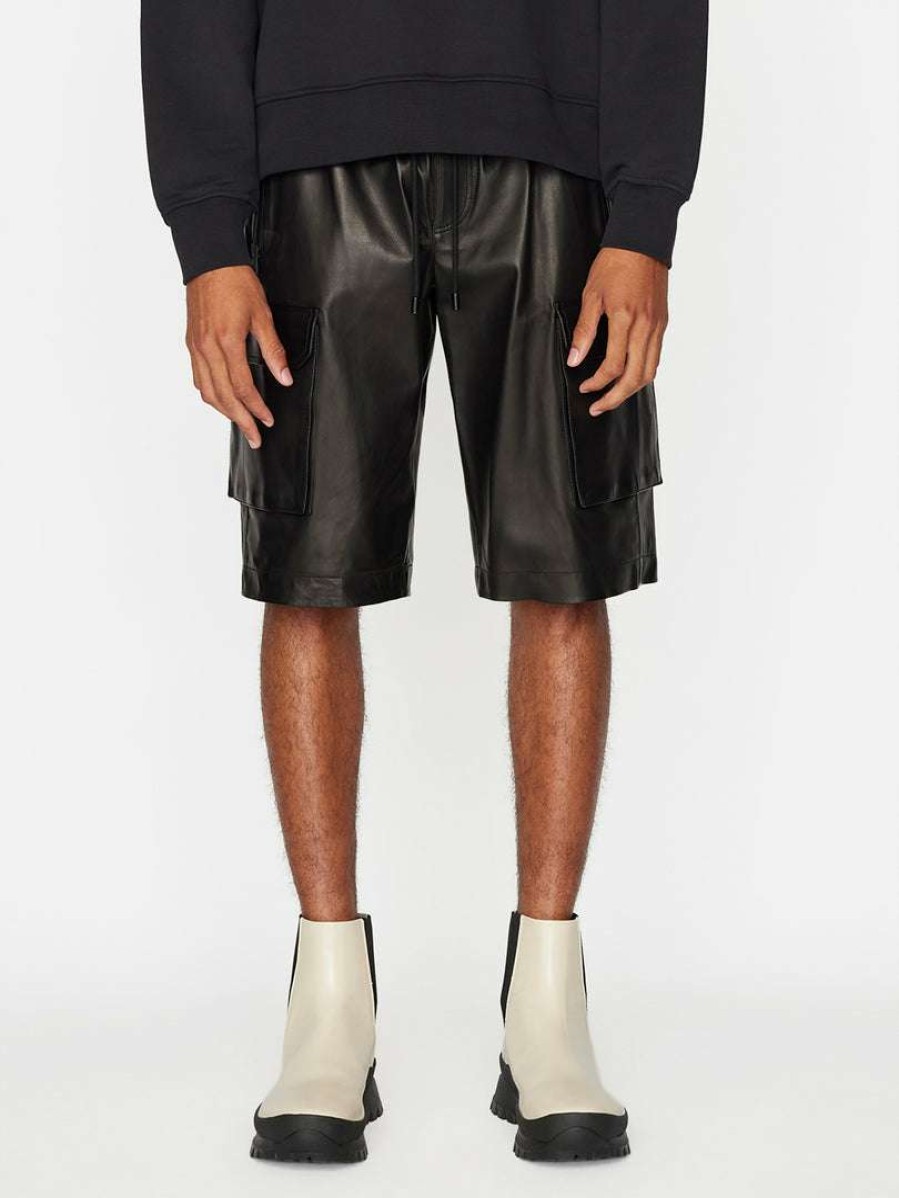 Men * | Brand New Frame-Denim Men Cargo Leather Short — Noir