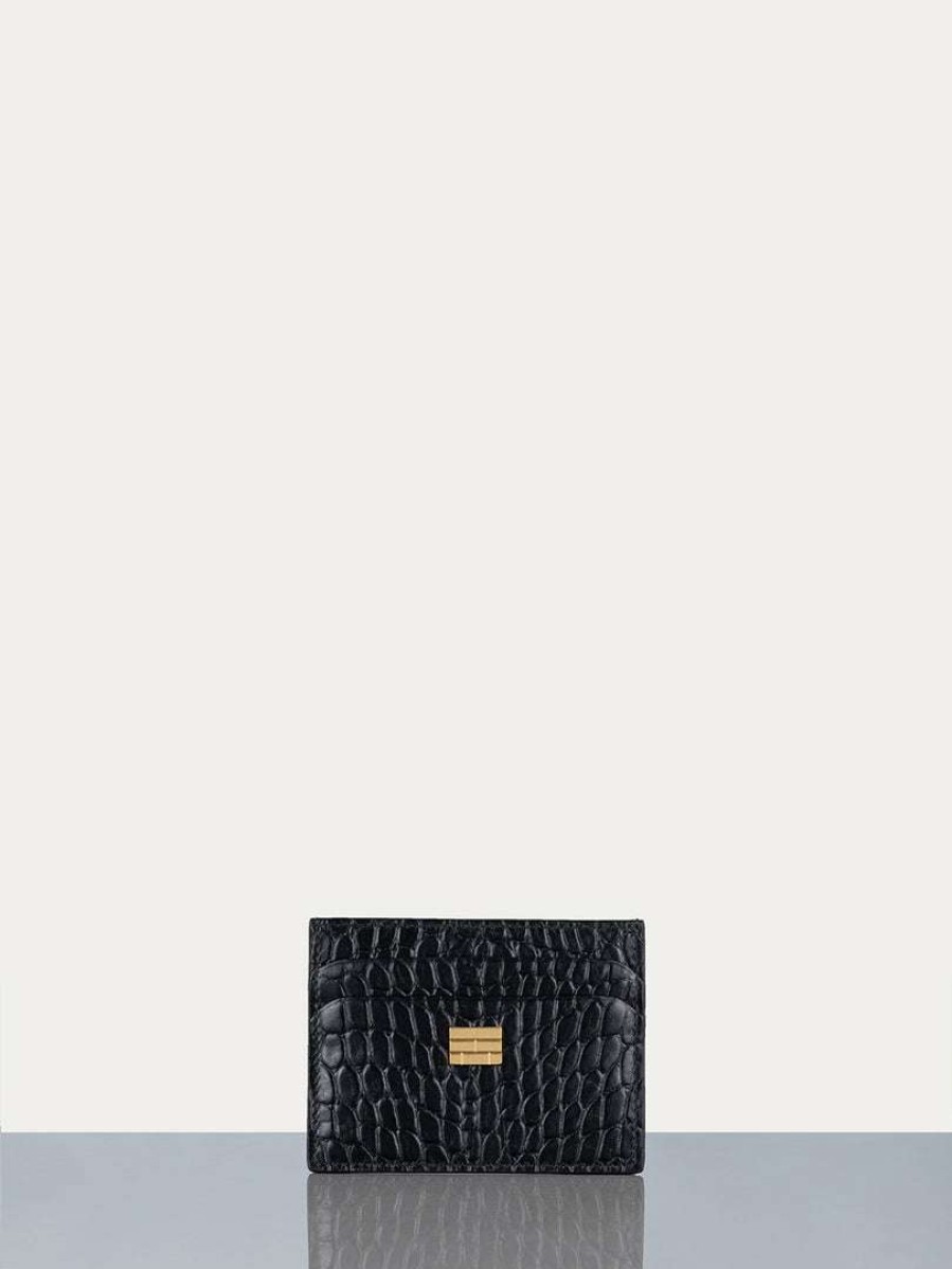 Women * | Budget Frame-Denim Card Holder — Women Noir Croco