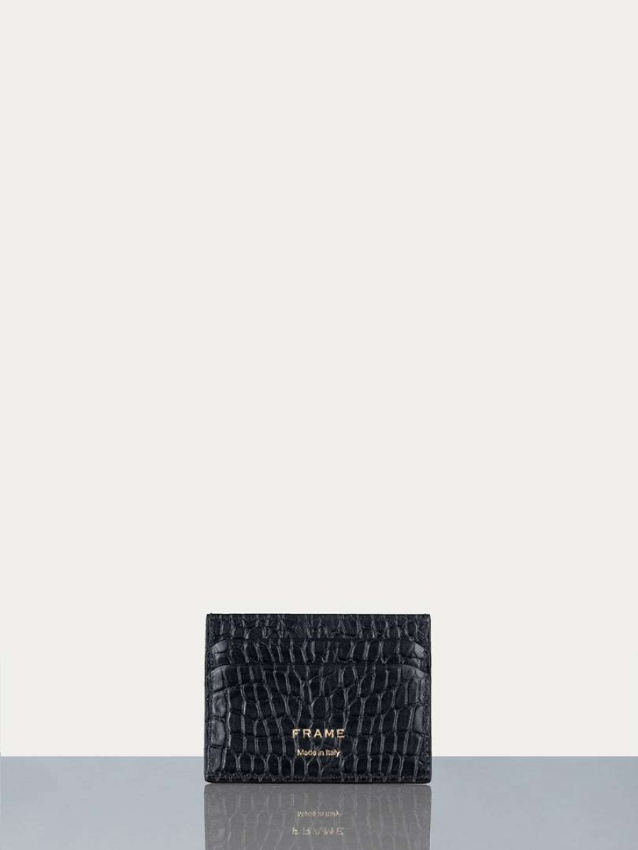 Women * | Budget Frame-Denim Card Holder — Women Noir Croco