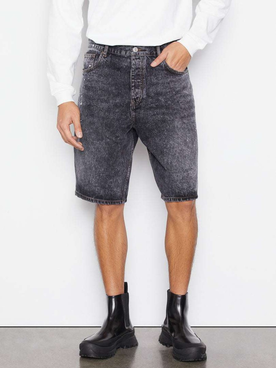 Men * | New Frame-Denim Men Baggy Fit Short — Noir Paint