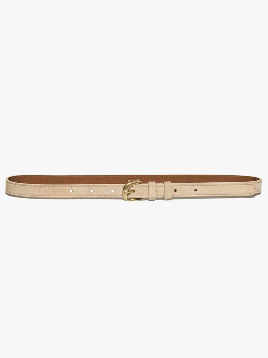 Women * | Budget Frame-Denim Twist Buckle Belt — Women Chalk