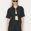 Women * | Buy Frame-Denim Pleated Lounge Shirt — Noir