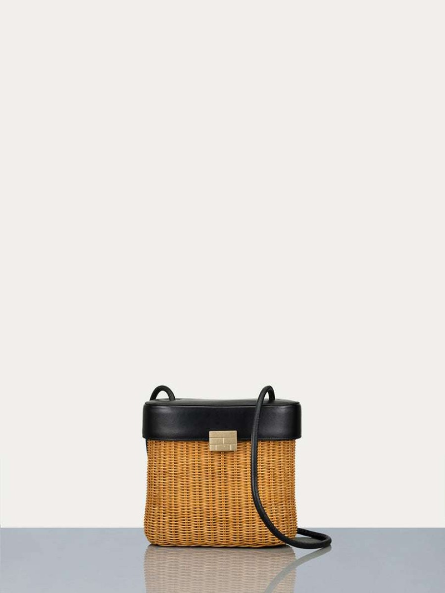 Women * | Coupon Frame-Denim Women Wicker Bag — Noir