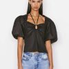 Women * | Coupon Frame-Denim Women Tie Neck Top — Noir