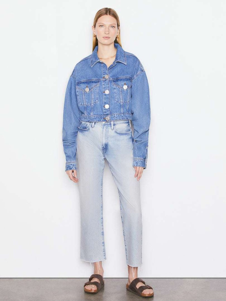 Women * | Best Pirce Frame-Denim Ruched Sleeve Denim Jacket — Women Sea Level