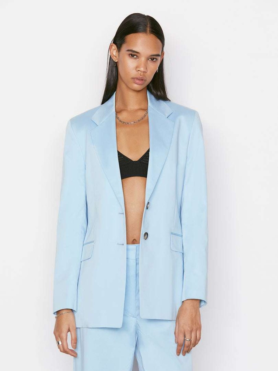 Women * | Brand New Frame-Denim Oversized Blazer — Sky Blue