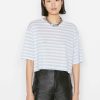 Women * | Discount Frame-Denim Striped Boxy Crop Tee — Chambray Blue Multi