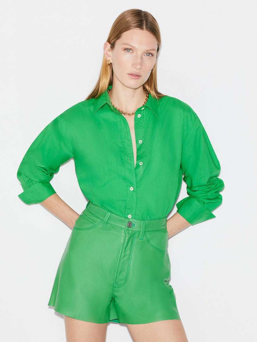 Women * | Best Deal Frame-Denim The Oversized Shirt — Women Grass Green