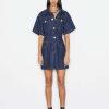 Women * | Buy Frame-Denim Women Oversized Button Detail Denim Dress — Rinse