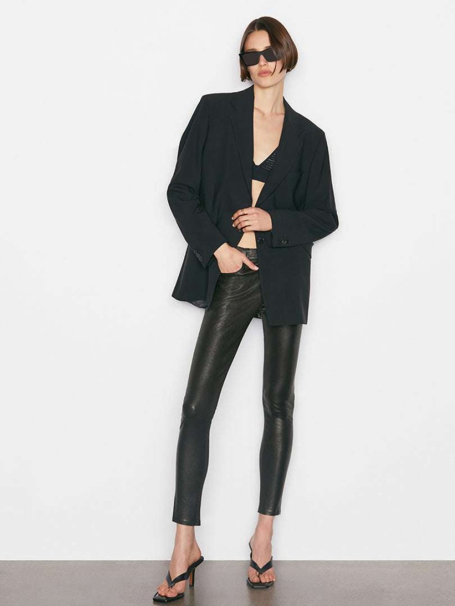 Women * | Best Sale Frame-Denim Women Le Skinny De Jeanne Leather Pant — Washed Black