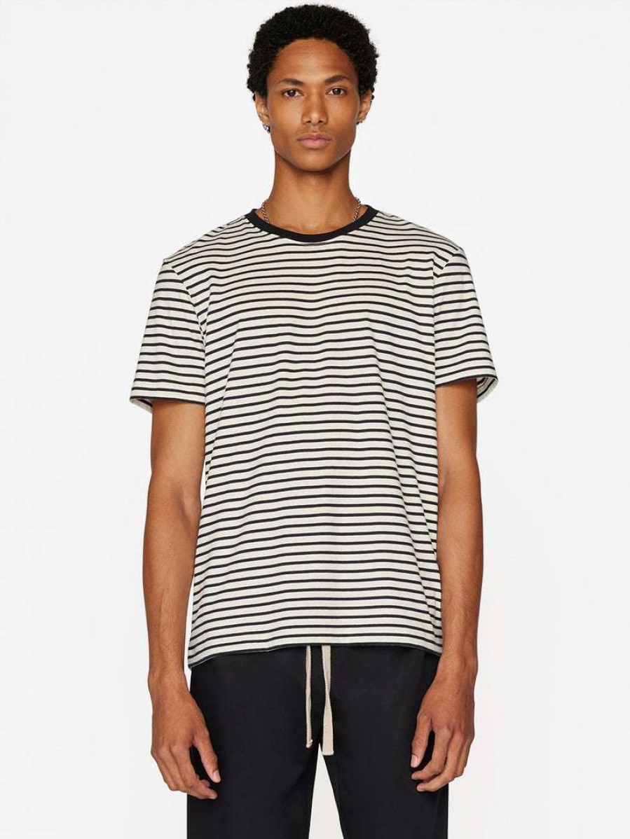 Men * | Budget Frame-Denim Men Frame Stripe Tee — Off White/Noir Multi Off White-Noir Multi