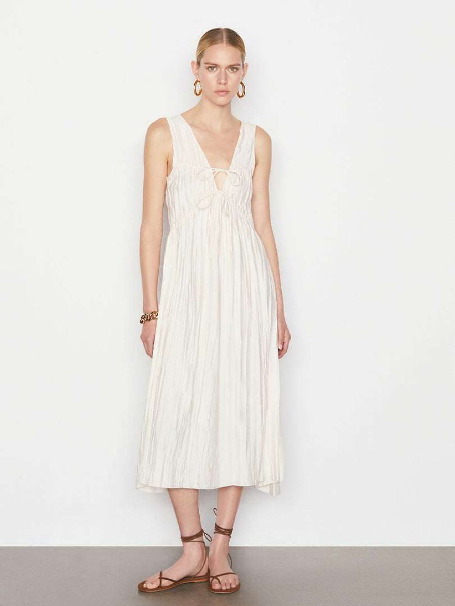 Women * | Budget Frame-Denim Cinched Crinkle Dress — Off White